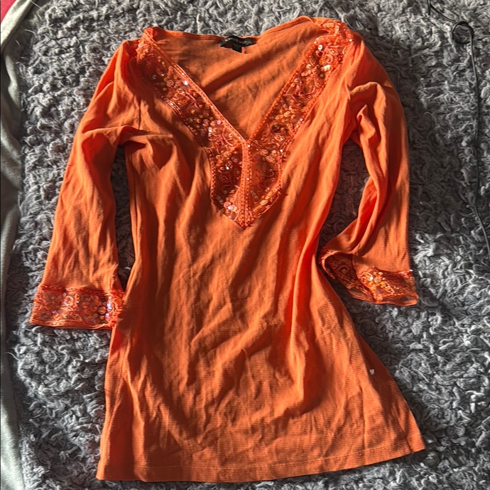 beaded orange top